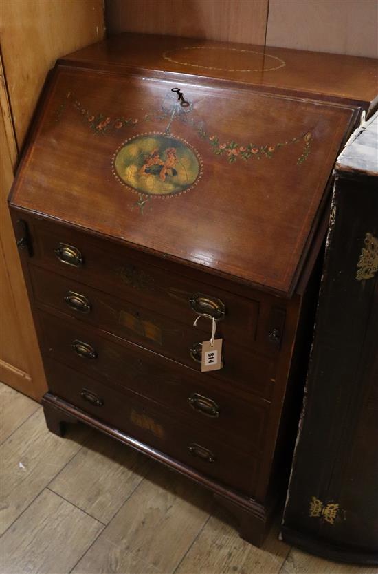 An Edwardian Sheraton Revival painted mahogany bureau